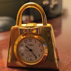 Vintage Timex Gold Handbag-Style Desk Clock - Miniature